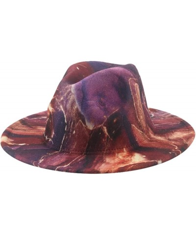 Fedora Hats for Women - Trendy Wide Brim Jazz Panama Hat, Luxury Tie Dye Wool Blend Floppy Cap One Size Yellow $14.39 Fedoras