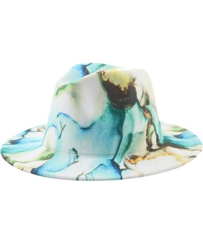 Fedora Hats for Women - Trendy Wide Brim Jazz Panama Hat, Luxury Tie Dye Wool Blend Floppy Cap One Size Yellow $14.39 Fedoras