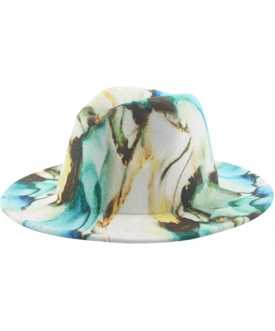 Fedora Hats for Women - Trendy Wide Brim Jazz Panama Hat, Luxury Tie Dye Wool Blend Floppy Cap One Size Yellow $14.39 Fedoras