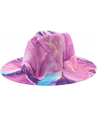 Fedora Hats for Women - Trendy Wide Brim Jazz Panama Hat, Luxury Tie Dye Wool Blend Floppy Cap One Size Yellow $14.39 Fedoras