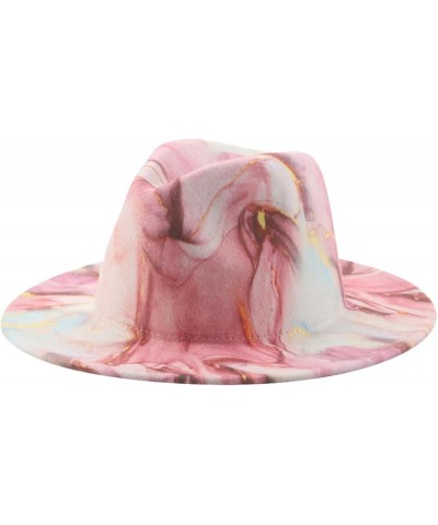 Fedora Hats for Women - Trendy Wide Brim Jazz Panama Hat, Luxury Tie Dye Wool Blend Floppy Cap One Size Yellow $14.39 Fedoras