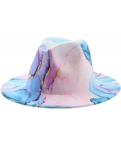 Fedora Hats for Women - Trendy Wide Brim Jazz Panama Hat, Luxury Tie Dye Wool Blend Floppy Cap One Size Yellow $14.39 Fedoras