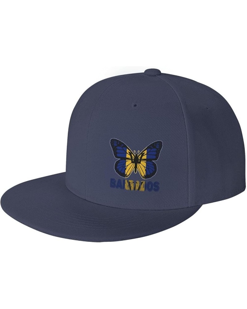 Snapback Baseball Cap Butterfly Barbados Flag Classic Dad Trucker Flat Bill Brim Hat Navy Blue $9.86 Baseball Caps