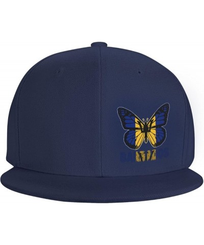 Snapback Baseball Cap Butterfly Barbados Flag Classic Dad Trucker Flat Bill Brim Hat Navy Blue $9.86 Baseball Caps