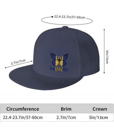 Snapback Baseball Cap Butterfly Barbados Flag Classic Dad Trucker Flat Bill Brim Hat Navy Blue $9.86 Baseball Caps