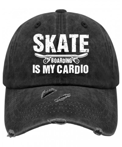 Skateboarding is My Cardio Cool Skater Hats for Womens Washed Distressed Baseball Caps Trendy Washed Dad Hats Light Weight, A...