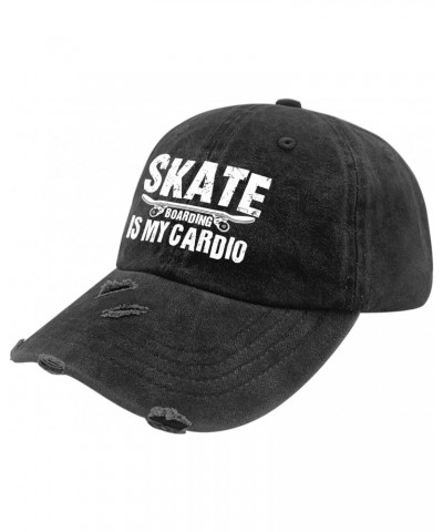 Skateboarding is My Cardio Cool Skater Hats for Womens Washed Distressed Baseball Caps Trendy Washed Dad Hats Light Weight, A...