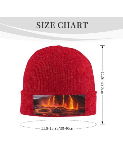 Kilauea Volcano Print Knit Hat Winter Knit Hat for Men Women Red $15.07 Skullies & Beanies