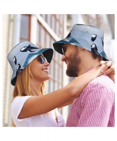 Whales at Sea Fashionable and Versatile Sweat-Proof and Sun-Proof Bucket Hat Ideal for Outdoor Activities Bucket Hat Sun Hat ...