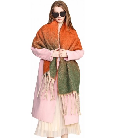 Women's Cashmere Gradient Color Warm Scarf Winter Soft Shawl Women Orange $7.50 Scarves