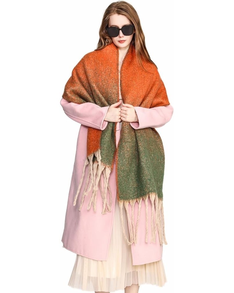 Women's Cashmere Gradient Color Warm Scarf Winter Soft Shawl Women Orange $7.50 Scarves