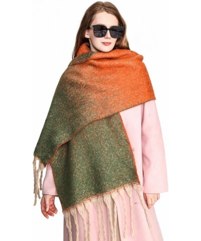 Women's Cashmere Gradient Color Warm Scarf Winter Soft Shawl Women Orange $7.50 Scarves