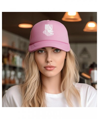 Dirt Bike Motocross USA Adjustable Trucker Hat Vintage Baseball Cap for Men Women Pink $10.34 Baseball Caps