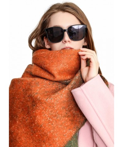 Women's Cashmere Gradient Color Warm Scarf Winter Soft Shawl Women Orange $7.50 Scarves