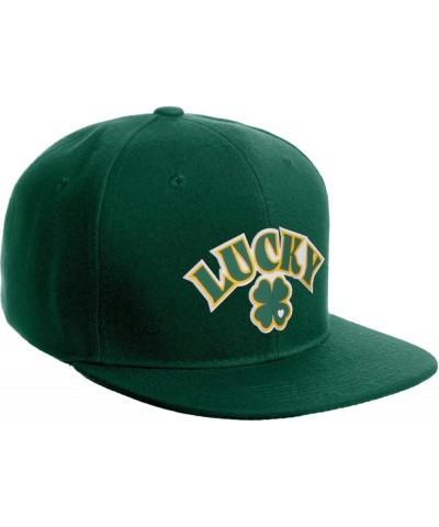 Classic Snapback St.Patrick Day 3D Lucky Clover Flat Bill Visor Hat Hunter Green Lucky Clover $12.46 Baseball Caps