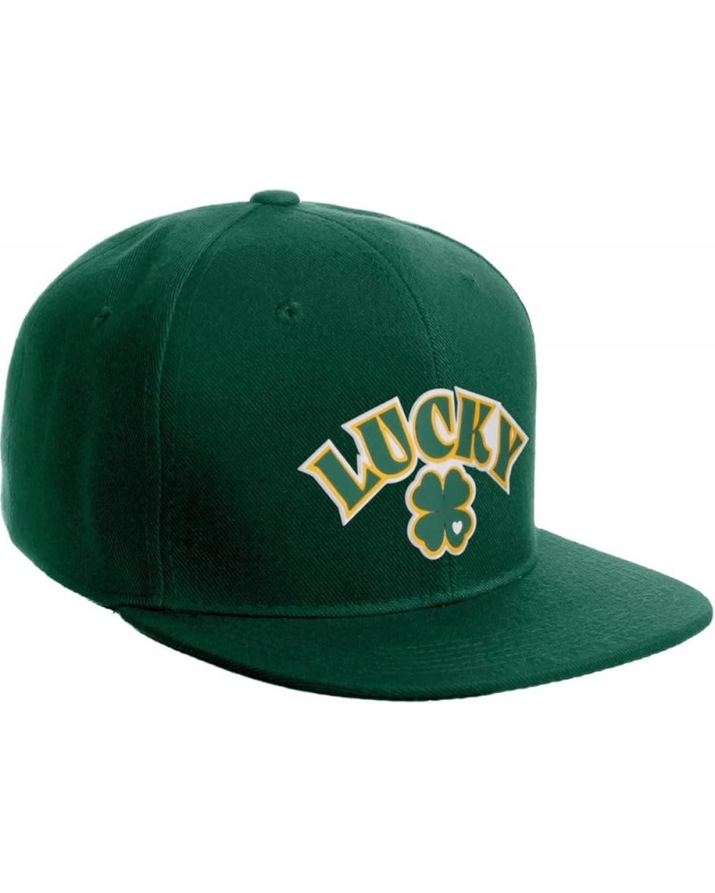 Classic Snapback St.Patrick Day 3D Lucky Clover Flat Bill Visor Hat Hunter Green Lucky Clover $12.46 Baseball Caps