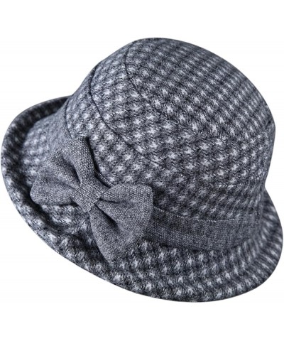 Women's Autumn and Winter Dome Casual Fisherman Pot Hat Small Bowler Hat Bush Hat Gentlemen Dark Gray $10.26 Bucket Hats