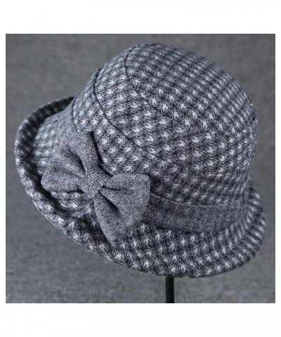 Women's Autumn and Winter Dome Casual Fisherman Pot Hat Small Bowler Hat Bush Hat Gentlemen Dark Gray $10.26 Bucket Hats