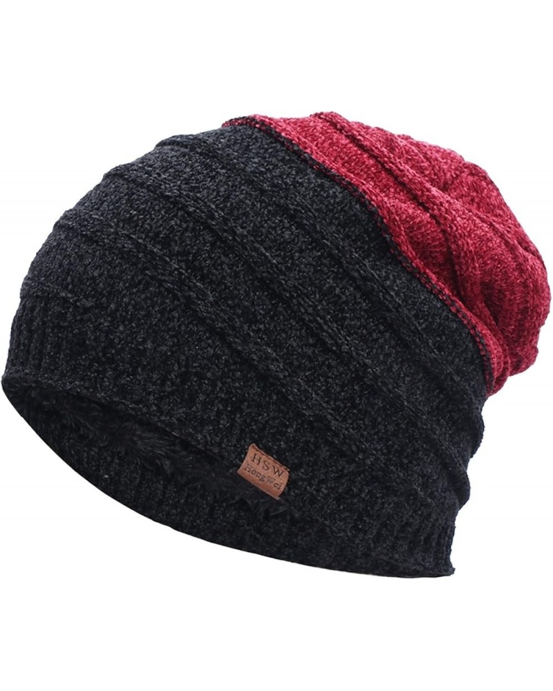 Thick Hat Knit Mens Lined Warm Unisex Winter Baseball Caps Cotton Hats Red-a $10.93 Skullies & Beanies