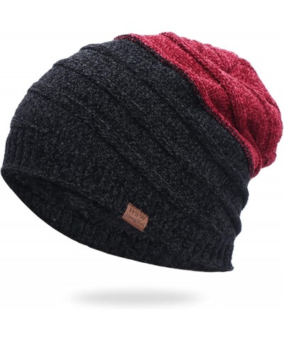 Thick Hat Knit Mens Lined Warm Unisex Winter Baseball Caps Cotton Hats Red-a $10.93 Skullies & Beanies