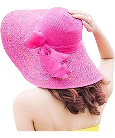 Beach Hats for Women, Floppy Wide Brim Sun Hat for Women UPF 50+ Sun Hat Summer Foldable Roll up Cap Hot Pink $9.05 Sun Hats