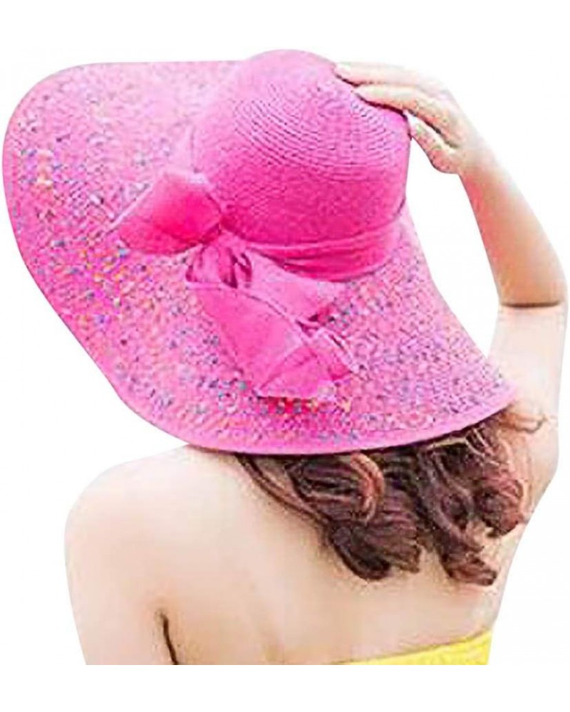 Beach Hats for Women, Floppy Wide Brim Sun Hat for Women UPF 50+ Sun Hat Summer Foldable Roll up Cap Hot Pink $9.05 Sun Hats