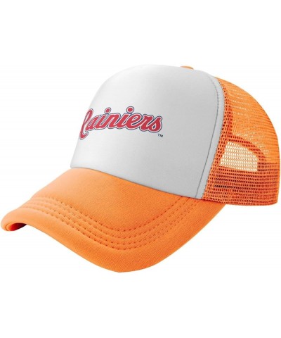 Tacoma Rainiers Breathable Mesh Hat with Team Logo Fashion Trucker Hats Adjustable Baseball Cap Orange $10.74 Baseball Caps