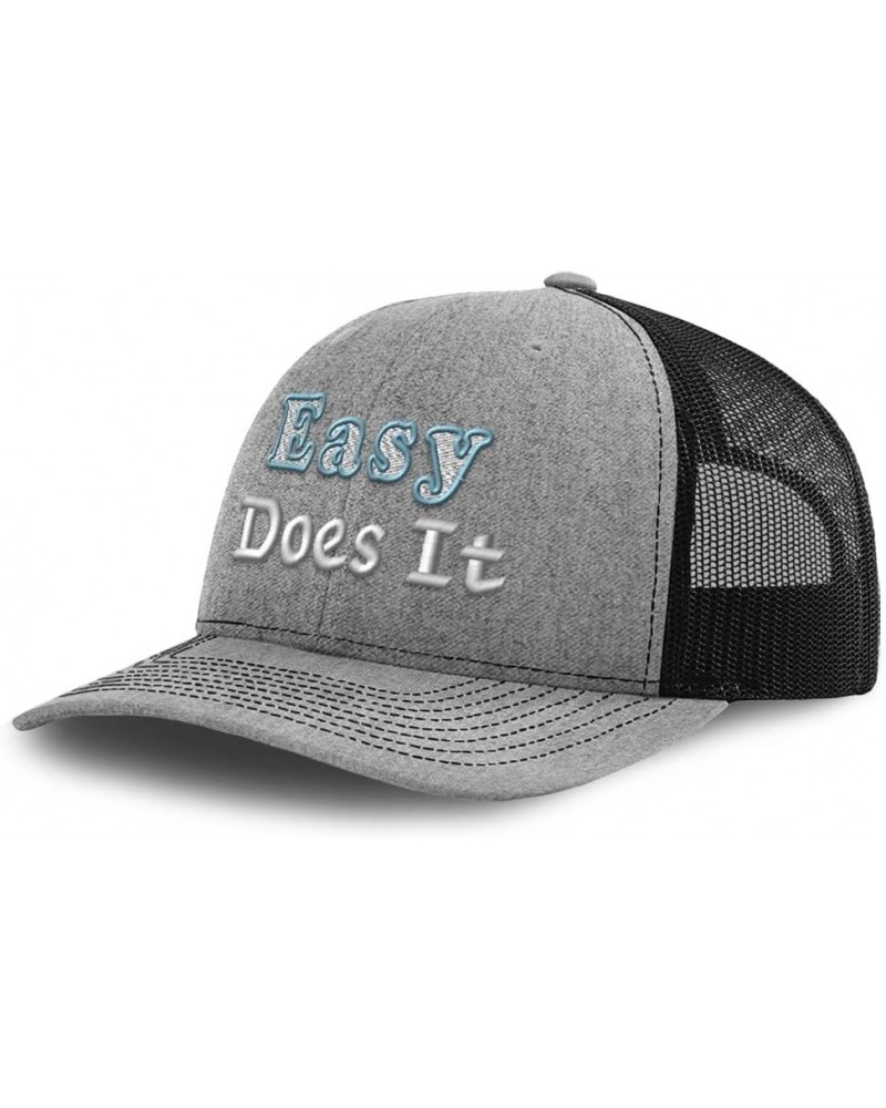 Trucker Hat Baseball Cap Easy Does It Cotton Dad Hats for Men & Women Heather Gray Black $11.60 Baseball Caps