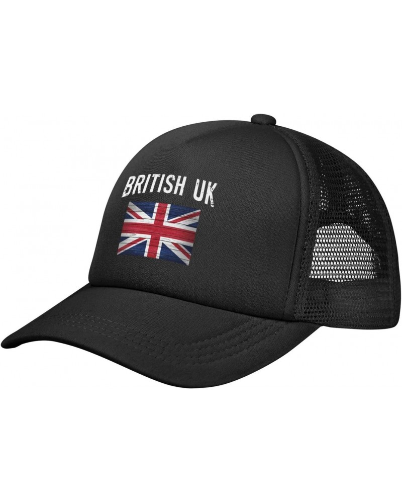 Retro British Flag Vintage British UK Baseball Cap Adjustable Casual Mesh Hats Duck Tongue Hat for Men Women32 Black $9.22 Ba...