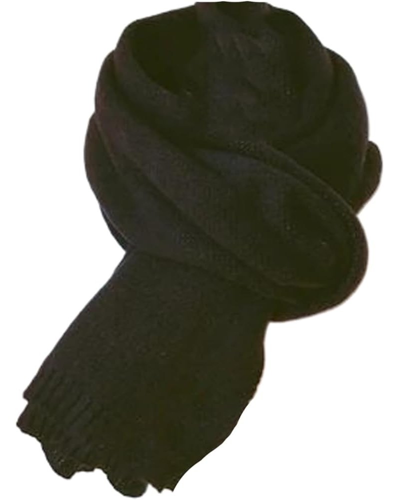 Women Solid Cashmere Scarves Lady Winter Thicken Warm Soft Pashmina Shawls Wraps Black Female Knitted Wool Scarf Black $20.30...