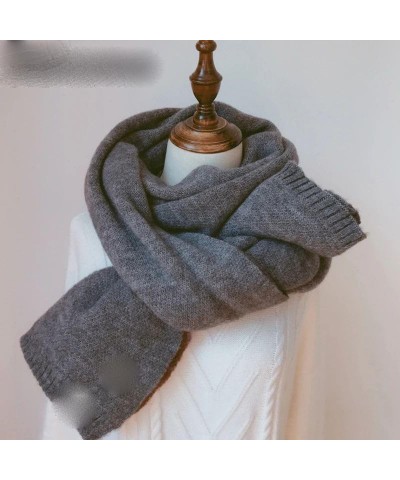 Women Solid Cashmere Scarves Lady Winter Thicken Warm Soft Pashmina Shawls Wraps Black Female Knitted Wool Scarf Black $20.30...