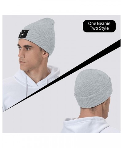 Winter Knit Hat Cap for Men Women, Boer Goats Silhouette Daily Beanie Hat Unisex Warm Cuff Ski Skull Caps Black Gray $11.54 S...