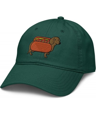 Weiner Dog Wearing a Weiner Dog Adjustable Baseball Hat Dark Green $12.69 Baseball Caps