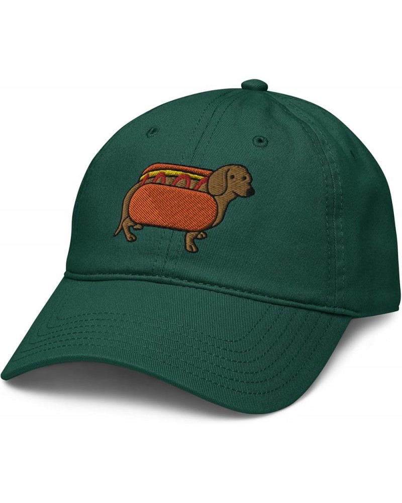 Weiner Dog Wearing a Weiner Dog Adjustable Baseball Hat Dark Green $12.69 Baseball Caps