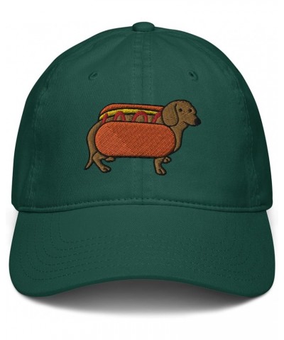 Weiner Dog Wearing a Weiner Dog Adjustable Baseball Hat Dark Green $12.69 Baseball Caps