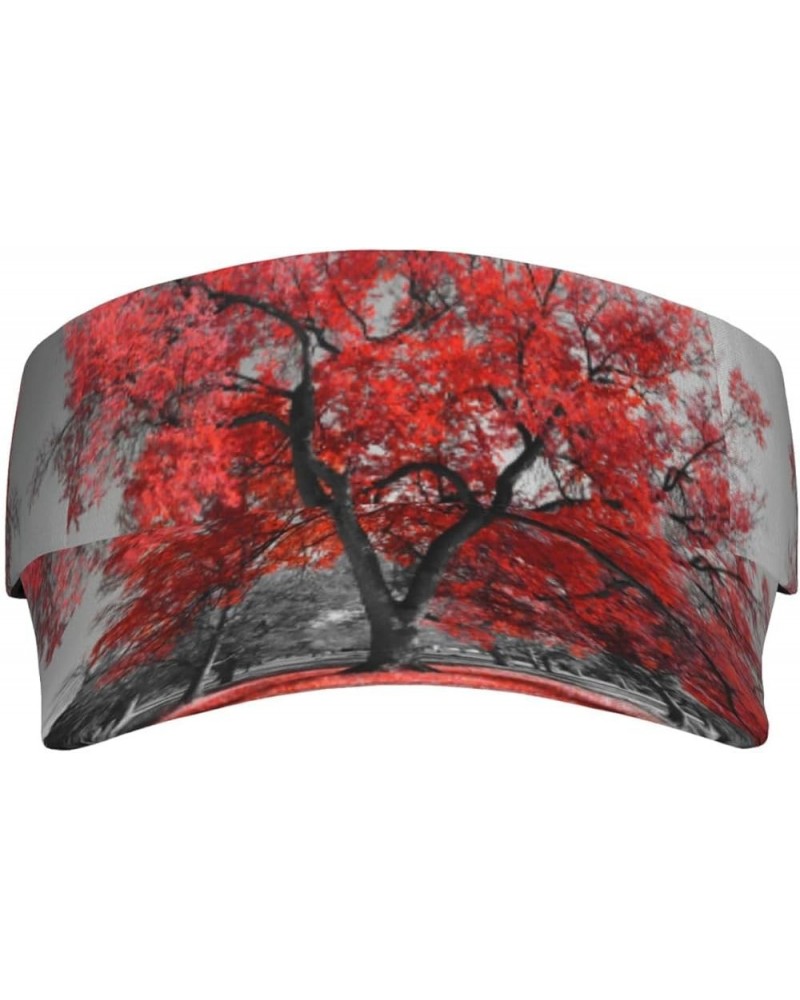 Red Tree- Sun Visor Hats for Women Men,Tennis Beach Golf Visor Hat Adjustable Unisex Summer Hat Sun Visors Red Tree $12.53 Vi...