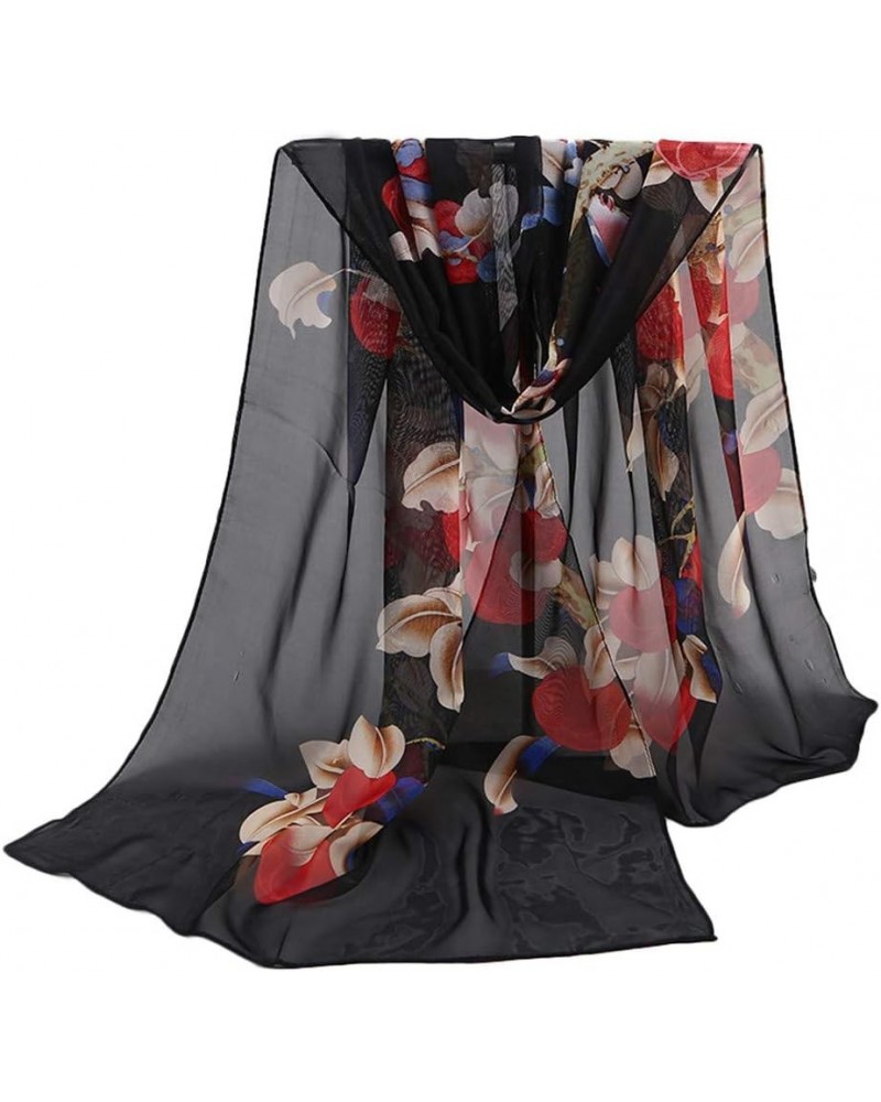 Lightweight Scarves for Women Elegant Floral Pattern Scarf Shawls Sunscreen Head Shawls Chiffon Long Scarf One $7.01 Scarves