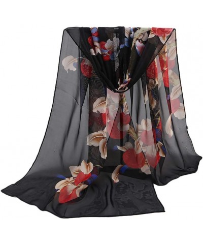 Lightweight Scarves for Women Elegant Floral Pattern Scarf Shawls Sunscreen Head Shawls Chiffon Long Scarf One $7.01 Scarves