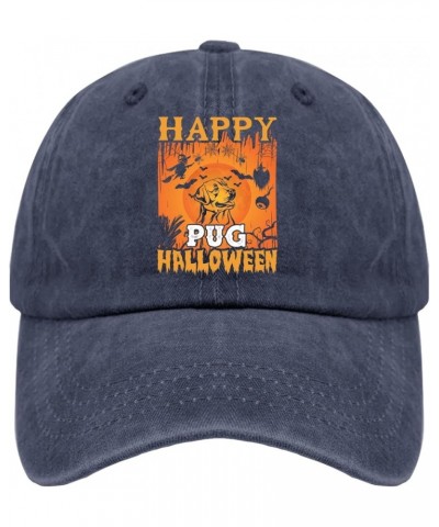 Happy Pug Halloween Hat Gym Hat Pigment Black Golf Hat Gifts for Dad Baseball Caps Navy Blue $11.01 Cowboy Hats