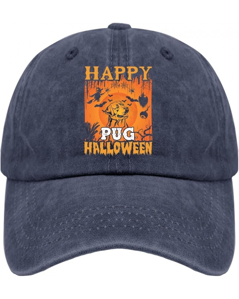 Happy Pug Halloween Hat Gym Hat Pigment Black Golf Hat Gifts for Dad Baseball Caps Navy Blue $11.01 Cowboy Hats