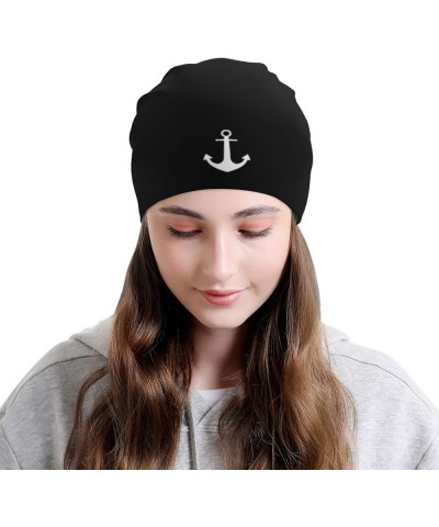 Anchor Funny Beanie Warm Knit Hat Soft Skull Cap for Men Women Black $12.48 Skullies & Beanies