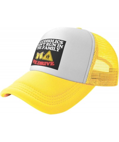 Alcoholics Don't Run We Drive Women's Baseball Cap Retro Trucker Hat Adjustable Yellow $9.76 Baseball Caps