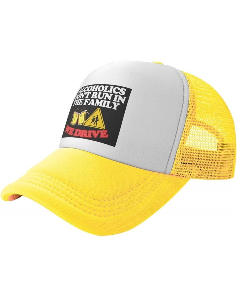 Alcoholics Don't Run We Drive Women's Baseball Cap Retro Trucker Hat Adjustable Yellow $9.76 Baseball Caps