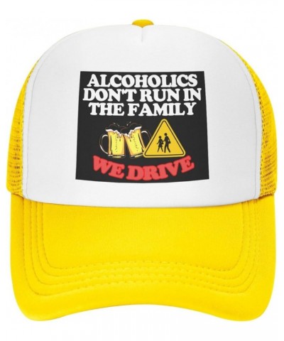 Alcoholics Don't Run We Drive Women's Baseball Cap Retro Trucker Hat Adjustable Yellow $9.76 Baseball Caps