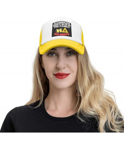 Alcoholics Don't Run We Drive Women's Baseball Cap Retro Trucker Hat Adjustable Yellow $9.76 Baseball Caps