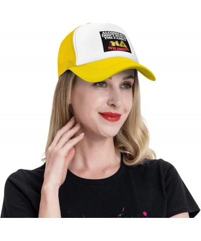 Alcoholics Don't Run We Drive Women's Baseball Cap Retro Trucker Hat Adjustable Yellow $9.76 Baseball Caps