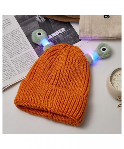 Women Funny Monster Hat Cartoon Knitted Beanies with Retractable Lighted Tentacles Xmas Party Cap Orange $9.35 Skullies & Bea...