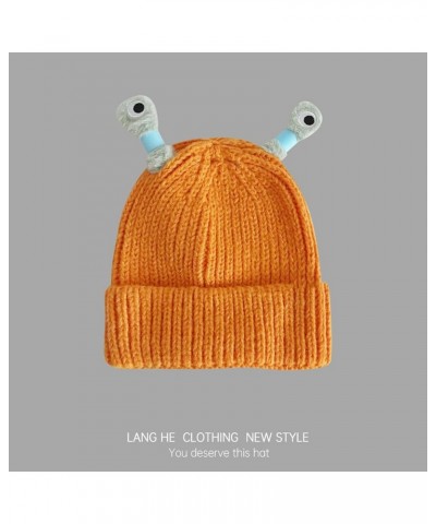 Women Funny Monster Hat Cartoon Knitted Beanies with Retractable Lighted Tentacles Xmas Party Cap Orange $9.35 Skullies & Bea...