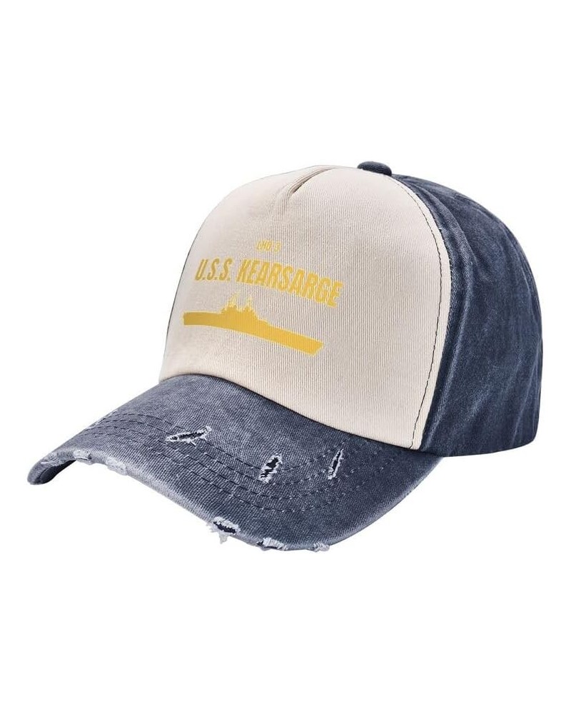 Lhd 3 USS Kearsarge Flag Baseball Caps Denim Hats Sandwich hat -Cowboy Knit hat Fisherman's hat Navy Blue $17.08 Baseball Caps