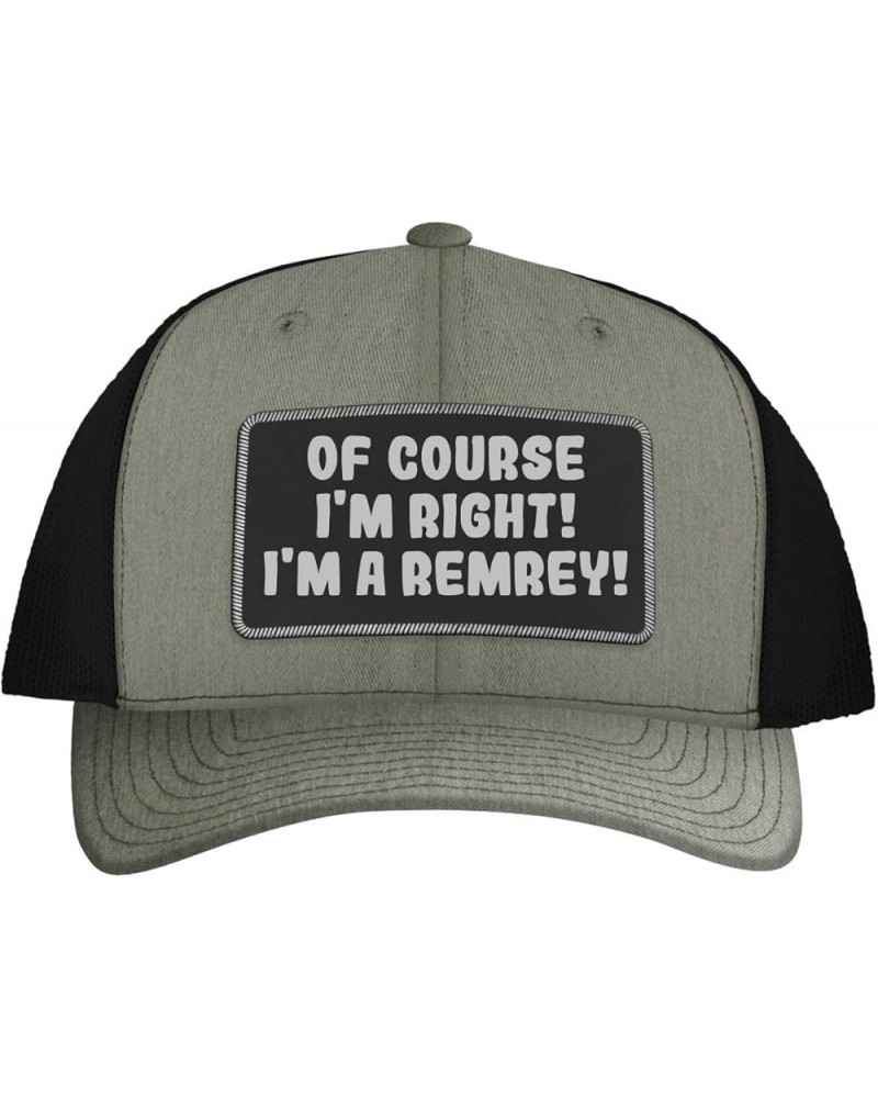 of Course I'm Right! I'm A Remrey! - Leather Black Patch Engraved Trucker Hat Heather/black $17.50 Baseball Caps